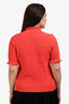 Sandro Red Knit Short Sleeve Keyhole Top Size 3