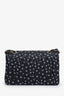 Pre-loved Chanel™ 24S Black/White Calfskin Logo Printed Small Classic Double Flap Bag