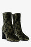 Louis Vuitton Green Velvet Monogram Block Heel Ankle Boots Size 38