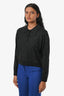 Sandro Black Rhinestones Wool Blend Cropped Polo Shirt Size 0