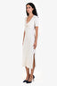 Frame White Ribbed Short Sleeve Layered Wrap Sweater Dress Size XS