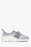 Miu Miu Grey Crystal Embellished Slip-On Sneakers Size 36.5