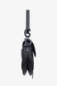 Christian Dior Black Leather Oblique Embossed Saddle Bag With Canvas Strap