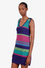 Missoni Purple/Pink/Metallic Striped Knit Sleeveless Mini Dress Size 38