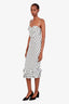 Club L White/Black Polka Dot Bustier Ruffle Midi Dress Size US 2