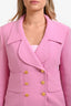 Pre-loved Chanel™ Pink Wool Double Breasted Coco Mark Button Jacket Size 40