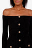 Self-Portrait Black Chenille Knit Off The Shoulder Midi Dress Size S
