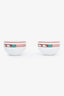 Hermès Orange/White Tressages Equestre Porcelain Cup and Saucer Set X2