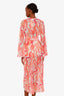 Cinq a Sept Pink/Orange Wrap Maxi Shawl Dress Size S