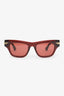 Bottega Veneta Red Bolt Rectangular Sunglasses