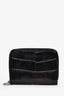 Salvatore Ferragamo Black Croc Embossed Zip Card Holder