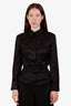 Fendi Black Silk FF Zucca Cropped Shirt Size 40