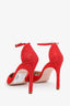 Stuart Weitzman Red Suede Crystal Embellished Shine 85 Heels Size 6.5