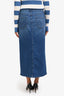 Mother Blue Denim The Reverse Pencil Pusher Midi Skirt Size 28
