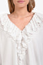 Chloé White Cotton Poplin Eyelet Lace Blouse Size 42