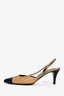 Pre-loved Chanel™ Vintage Beige/Black Sling Back Heels Size 37.5