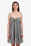 Hugo Boss Grey Silk Striped Bubble Hem Mini Dress Size 6