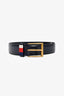 Gucci Navy Leather Web Accent Belt Size 85/34