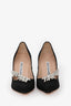 Manolo Blahnik Black Satin Crystal Embellished 'Nadira' Heels Size 35