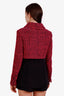 Pre-loved Chanel™ 16K Fuchsia Tweed Houndstooth Cropped Blazer Jacket Size 38