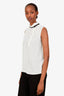 Miu Miu White Silk Bow Detail Sleeveless Blouse Size 40