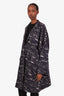 Max Mara Navy Patterned Button Up Overcoat Size 12