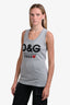 Dolce & Gabbana Grey Cotton Sleeveless Logo Tank Top Size 40