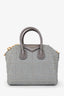 Givenchy Grey Leather Canvas Jacquard 4G Mini Antigona Bag with Strap