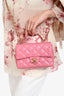 Pre-loved Chanel™ 2023 Light Pink Quilted Lambskin Mini Crystal Top Handle Rectangular Flap