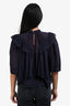 Isabel Marant Etoile Navy Embroidered Top Size 38