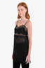 Haelo Black Silk Blend Sheer Lace Detail 'Collage' Mini Slip Dress Size S