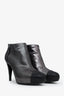 Pre-loved Chanel™ Gunmetal/Black Cap Toe Ankle Booties Size 41.5