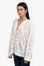 Vince White Cotton Silk Floral Long Sleeve Tie Front Blouse Size XS
