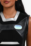 Louis Vuitton Black/Silver Leather Sleeveless Biker Dress Size 36