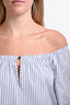 Rag & Bone White/Blue Cotton Pinstripe Off-The-Shoulder Blouse Size XS