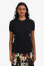 Pre-loved Chanel™ Black Ribbed Cotton Silk Knit Short Sleeve Top Size 42