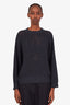 Brunello Cucinelli Dark Blue Cotton Open Ribbed Knit Sweater Size Medium