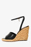 Saint Laurent Black/Brown Leather Paloma Espadrille Sandals Size 37