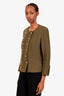 Pre-loved Chanel™ 1996 Olive Green Wool CC Button Double Breasted Jacket Estimated Size S