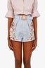 Zimmermann Blue Floral 'Lexi' Belted Shorts Size 00