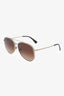 Valentino Brown Gradient Crystal Embellished Aviator Sunglasses
