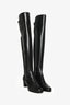 Stuart Weitzman Black Leather Spandex Knee High Boots Size 35.5