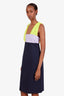 Versace Navy Colourblock Midi Dress Size 46