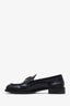 Prada Black Brushed Leather Logo Loafers Size 37.5