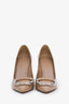 Burberry Taupe Patent Leather Buckle Detail Heels Size 37.5