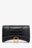 Balenciaga Black Crocodile-Embossed Leather Hourglass Bag With Strap