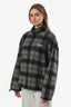 Veste Teddy zippée à carreaux grise en laine mélangée Miu Miu 2025, taille XS