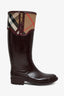 Burberry Burgundy Rubber Nova Check Zip Boot Size 36