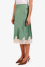Doen Green Silk Lace Midi Skirt Size XXL