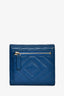 Pre-loved Chanel™ 2016-17 Blue Chevron Quilted Lambskin 2.55 Compact Wallet